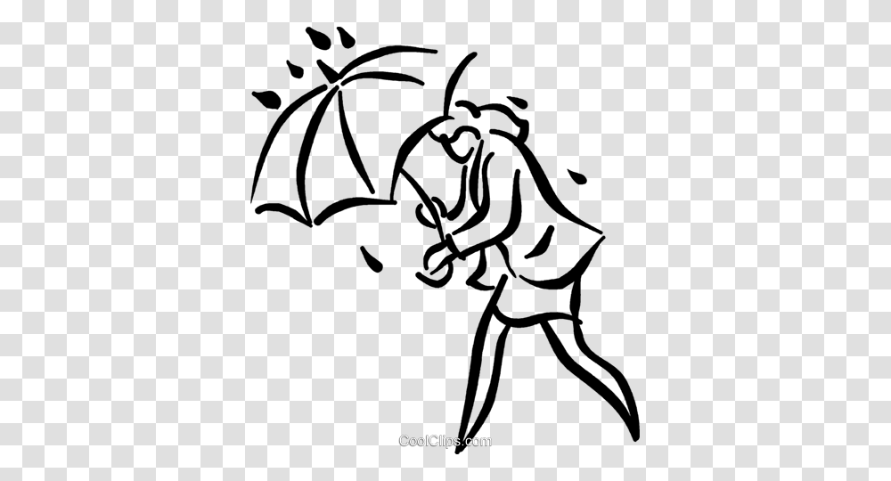 Woman Caught In The Rain Royalty Free Vector Clip Art Illustration, Dragon, Painting, Silhouette, Bird Transparent Png