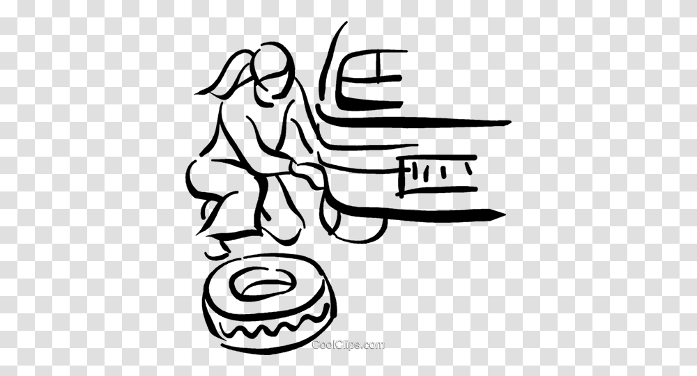 Woman Changing Flat Tire Royalty Free Vector Clip Art Illustration, Handwriting, Alphabet, Label Transparent Png
