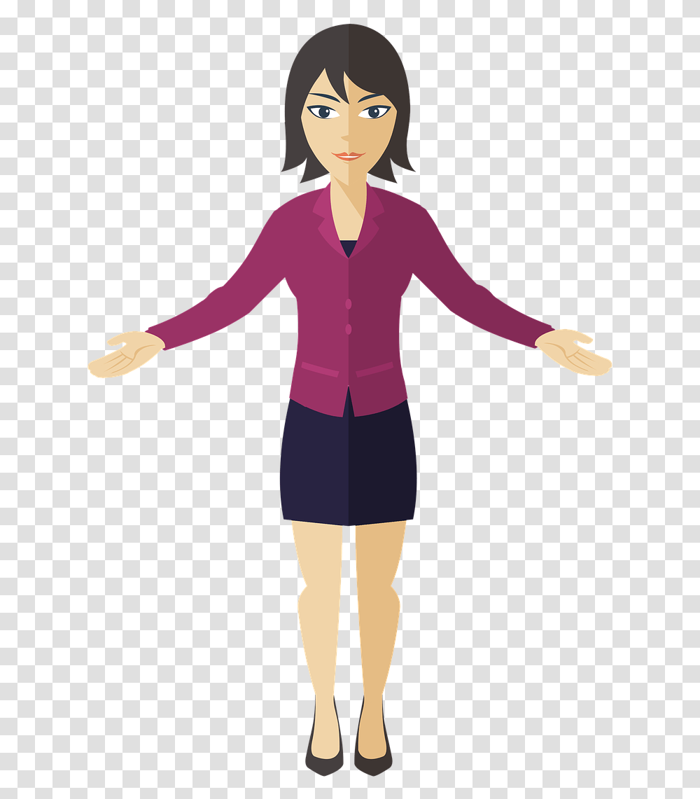 Woman Clipart Cartoon Woman, Sleeve, Long Sleeve, Person Transparent Png