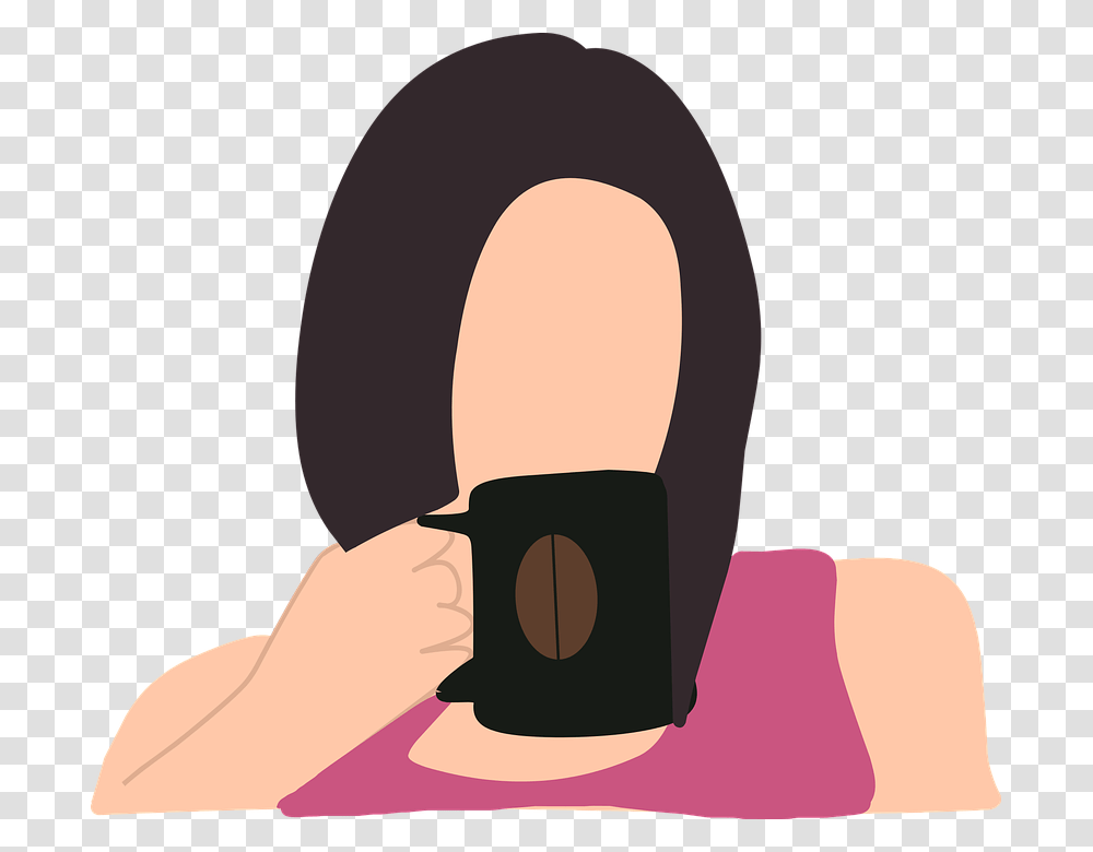 Woman Coffee Drink Hot Break Hair Skin Clothes Illustration, Electronics, Baseball Cap, Hat Transparent Png