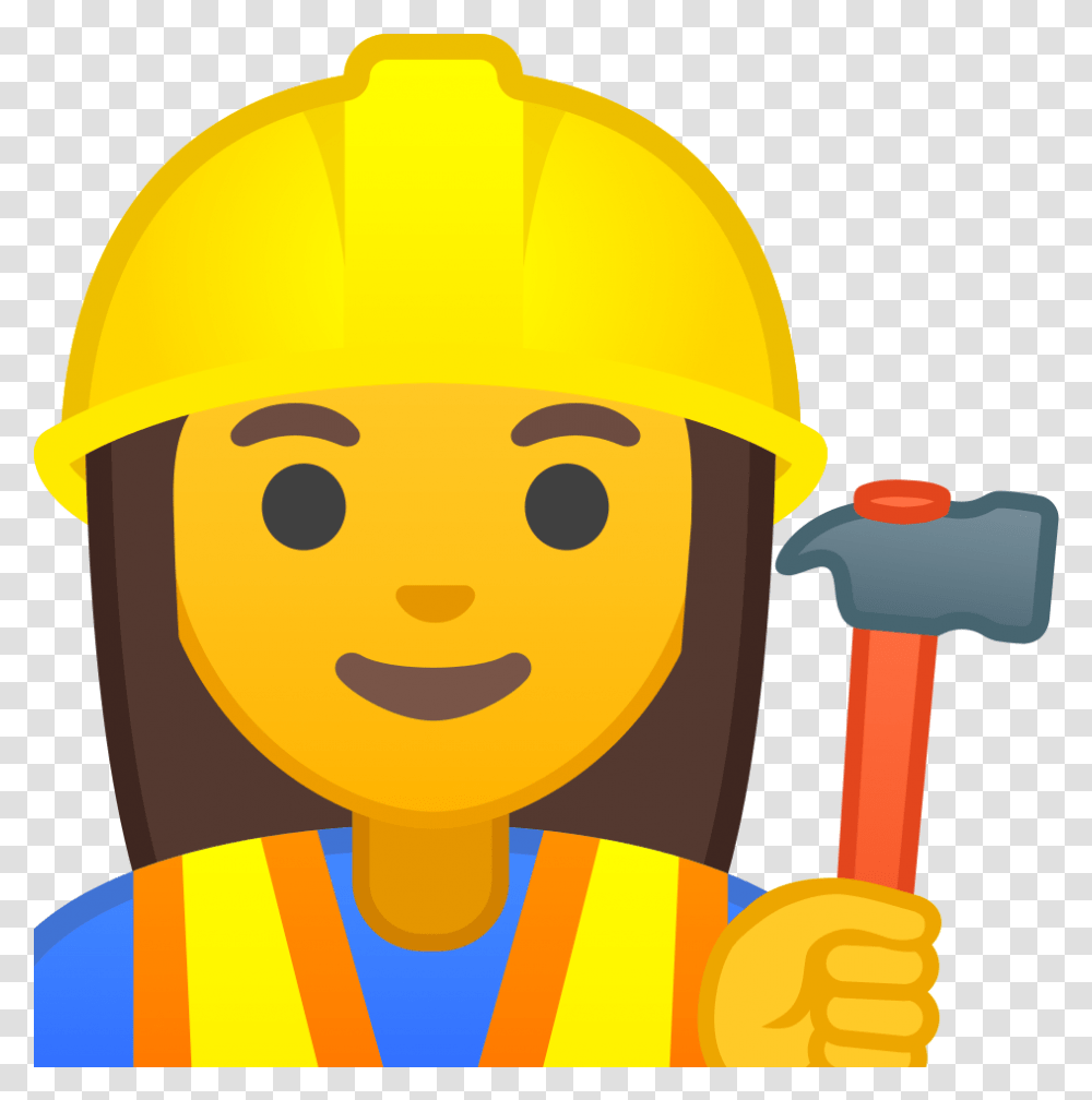 Woman Construction Worker Icon Construction Worker Emoji, Apparel, Hardhat, Helmet Transparent Png