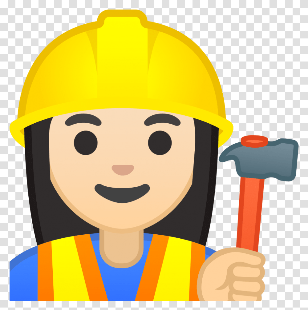 Woman Construction Worker Light Skin Tone Icon Noto Emoji Construction Worker Emoji, Clothing, Apparel, Hardhat, Helmet Transparent Png
