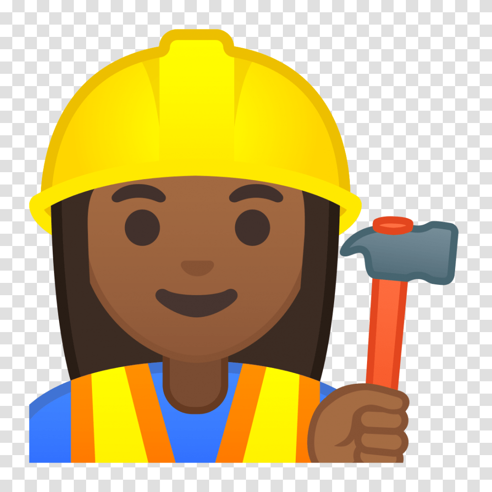 Woman Construction Worker Medium Dark Skin Tone Icon Noto Emoji, Apparel, Hardhat, Helmet Transparent Png