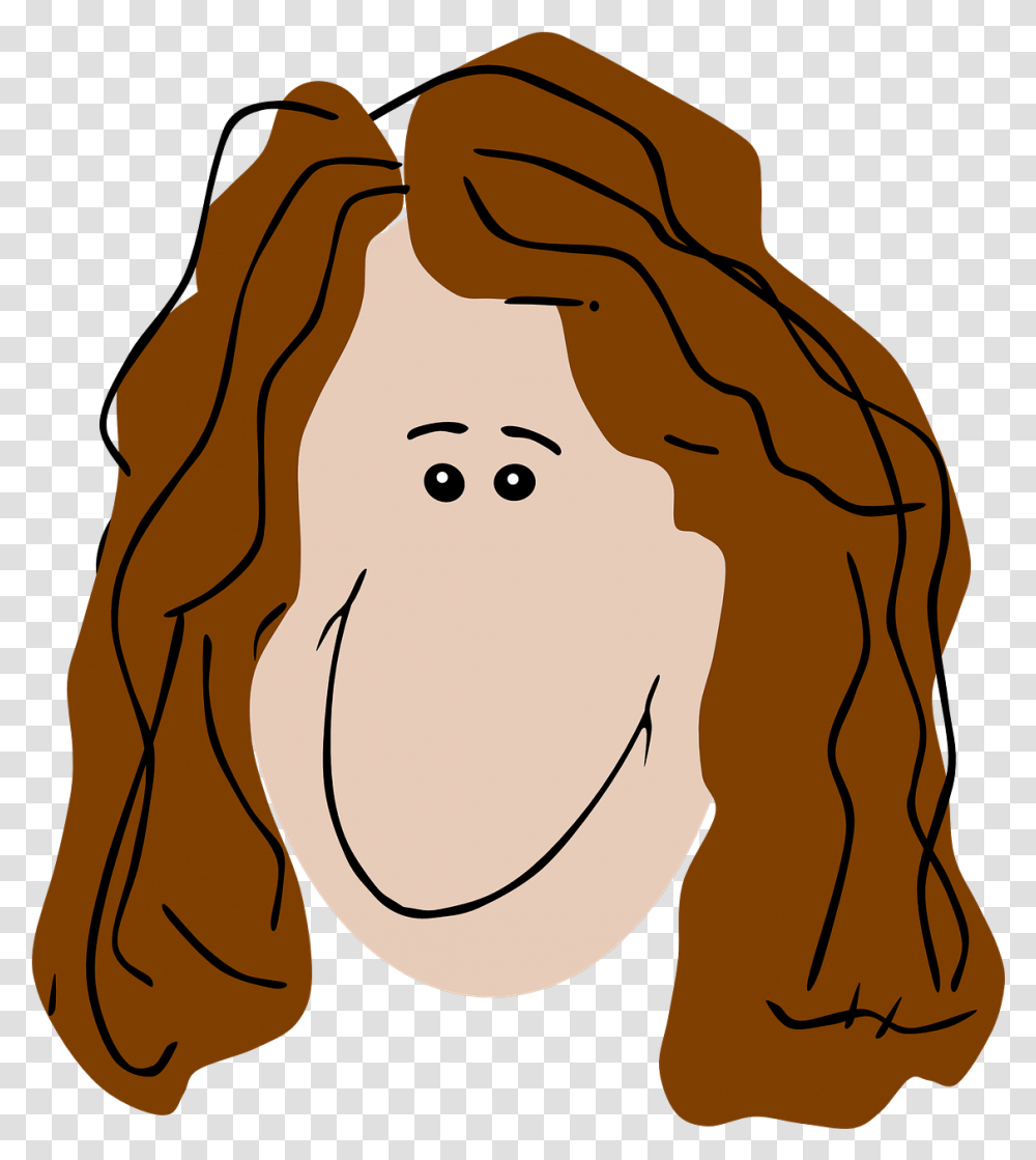 Woman Curly Hair Brown Free Vector Graphic On Pixabay Brown Hair Female Cartoon Characters, Face, Head, Mouth, Drawing Transparent Png