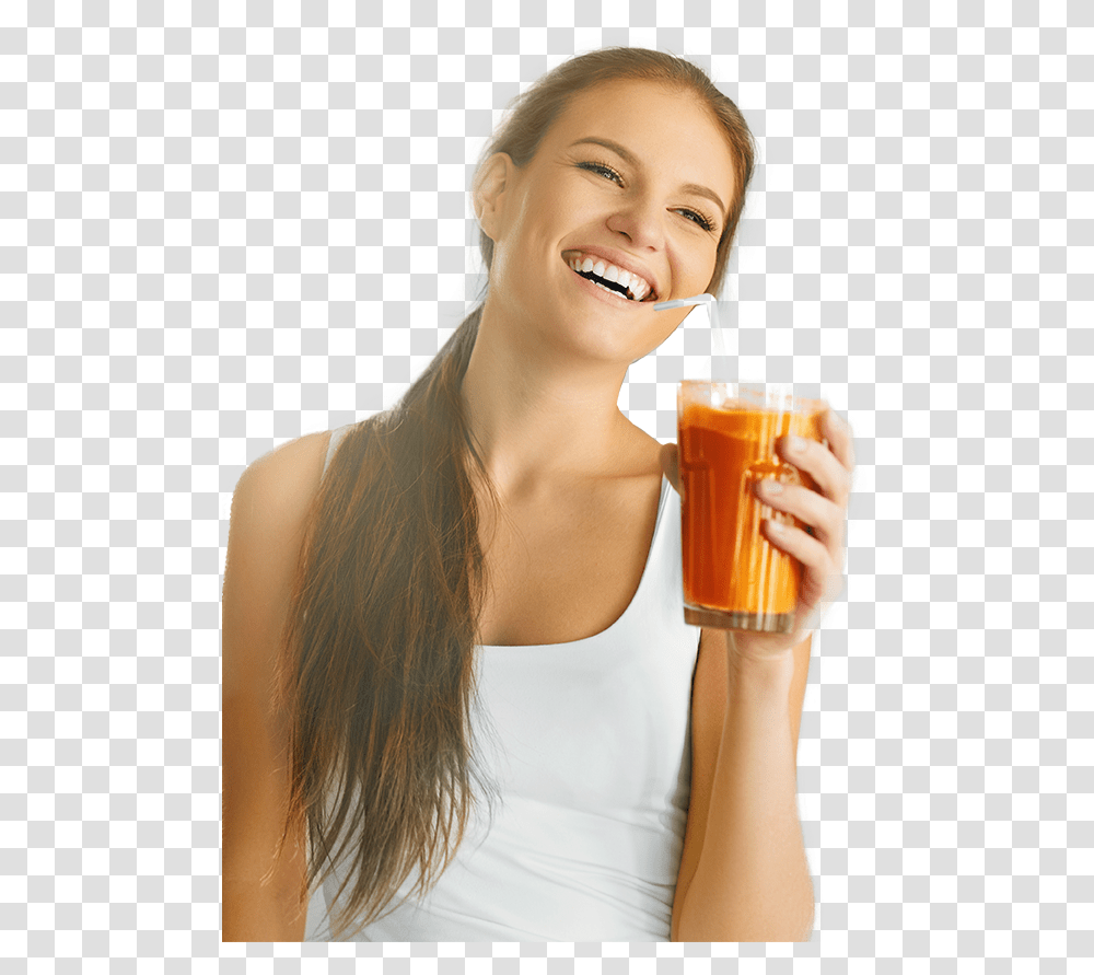 Woman Drinking Carrot Juice Remedio Para Regular La Regla, Person, Beverage, Glass, Face Transparent Png