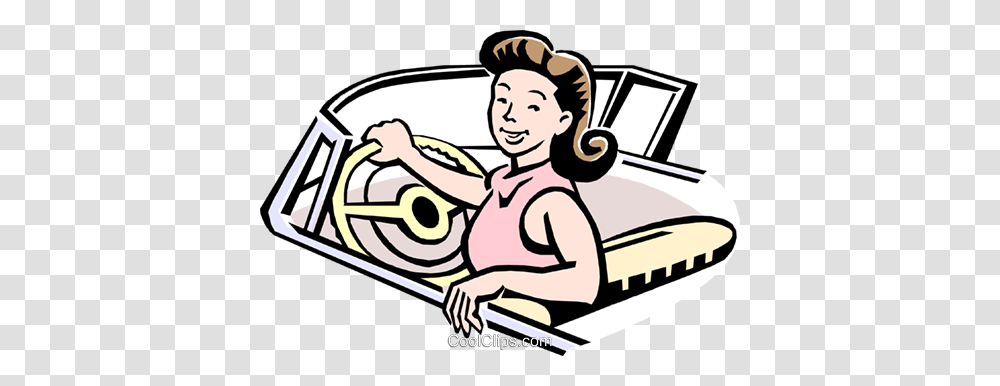 Woman Driving Car Royalty Free Vector Clip Art Illustration, Washing, Female, Reading Transparent Png