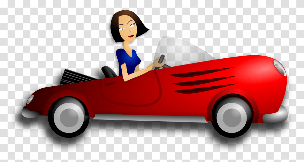 Woman Driving Clip Art Girl Driving Car, Vehicle, Transportation, Sports Car, Wheel Transparent Png