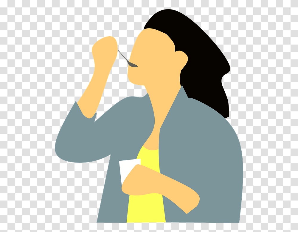 Woman Eating Yogurt Free Vector Graphic On Pixabay People Eating Illustration, Standing, Juggling, Axe, Kneeling Transparent Png
