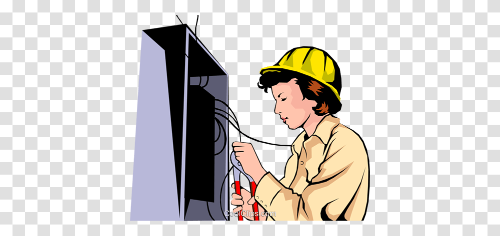 Woman Electrician Royalty Free Vector Clip Art Illustration, Helmet, Apparel, Person Transparent Png