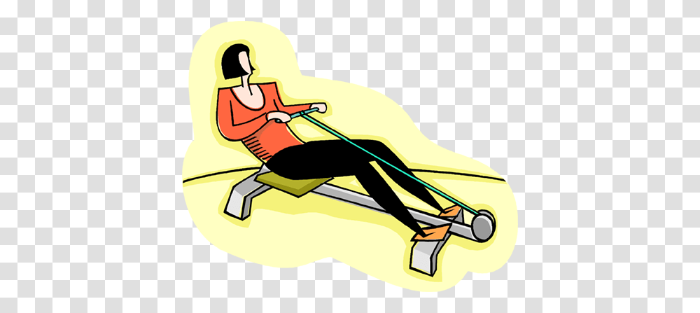Woman Exercising On A Rowing Machine Royalty Free Vector Clip Art, Transportation, Vehicle, Person, Human Transparent Png
