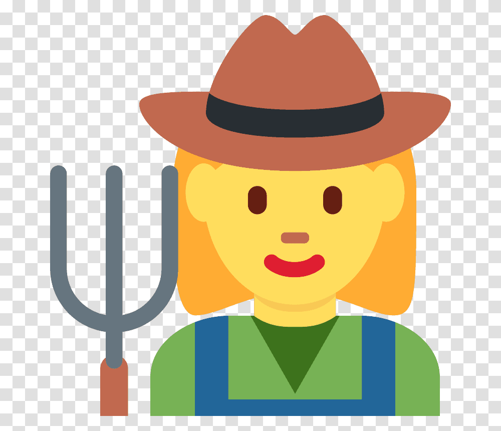 Woman Farmer Emoji Clipart Woman Farmer Emoji, Apparel, Sun Hat, Snowman Transparent Png