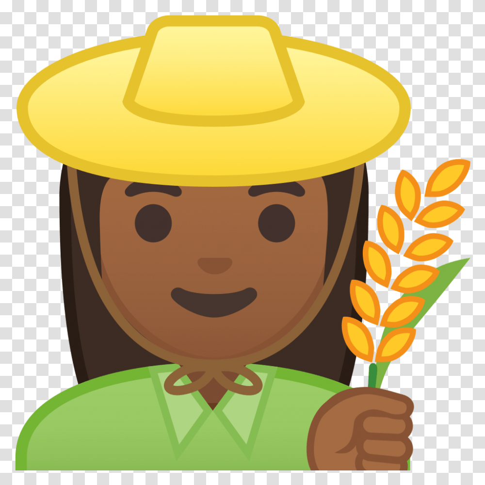 Woman Farmer Medium Dark Skin Tone Icon Farmer Icon, Apparel, Lamp, Sombrero Transparent Png