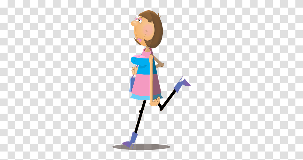Woman Female Cartoon Character Walking Shopping Girl Walking Cartoon, Architecture, Building, Doll, Toy Transparent Png