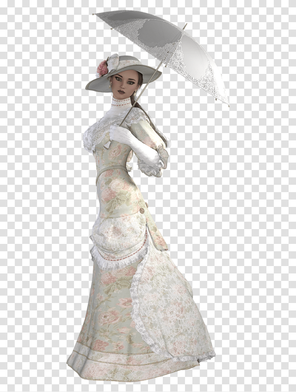 Woman Female Character 3d Model Pose Rendering Victorian Woman, Doll, Toy, Apparel Transparent Png