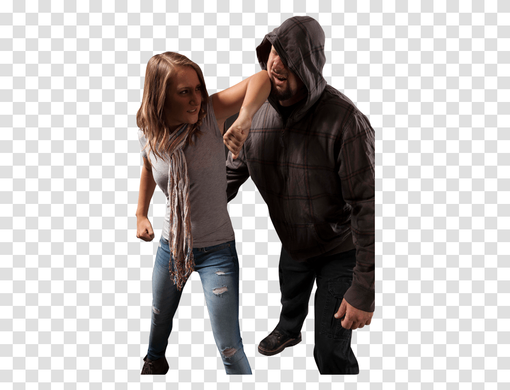 Woman Fighting Off Attacker With Krav Maga Fun, Sleeve, Person, Long Sleeve Transparent Png