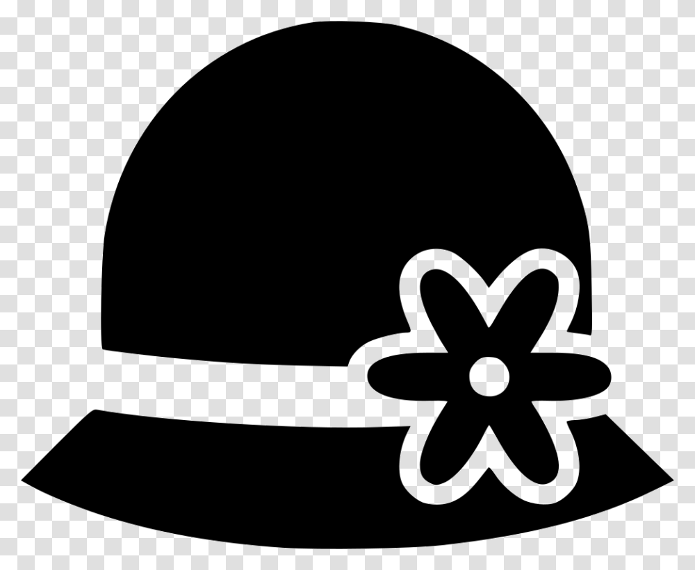Woman Flower Hat Black Hat Woman, Apparel, Cap, Stencil Transparent Png