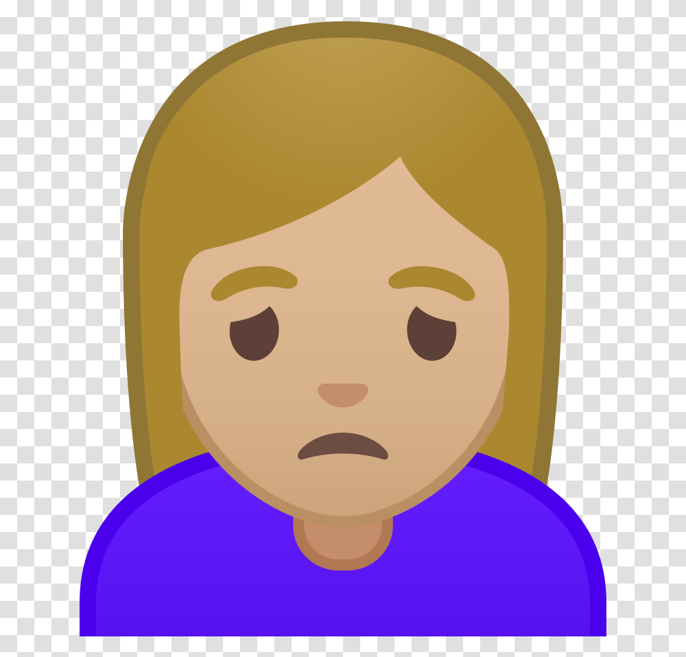 Woman Frowning Medium Light Skin Tone Icon Emoji, Face, Food, Head Transparent Png