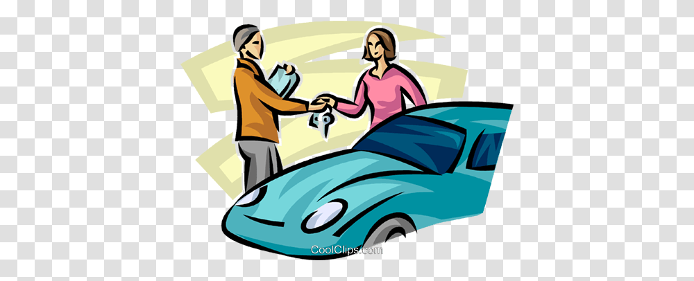 Woman Getting The Keys Of Her New Car Royalty Free Vector Clip Art, Person, Human, People, Vehicle Transparent Png