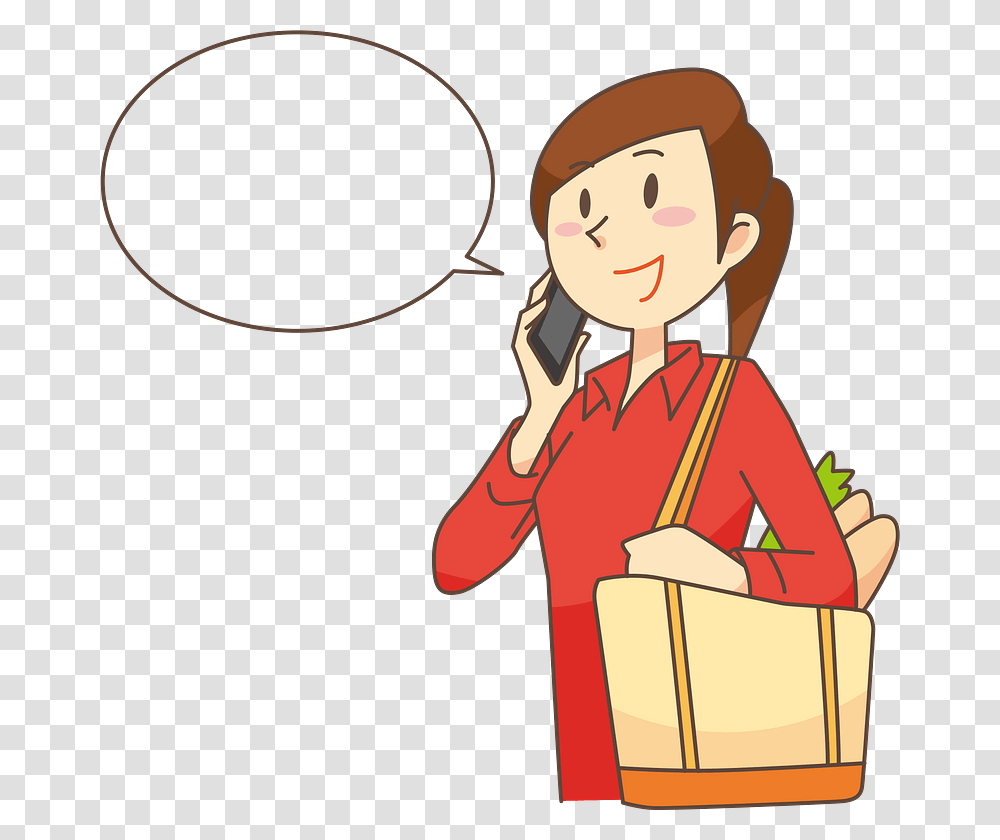 Woman Girl Mobile Phone Clipart, Apparel, Robe, Fashion Transparent Png