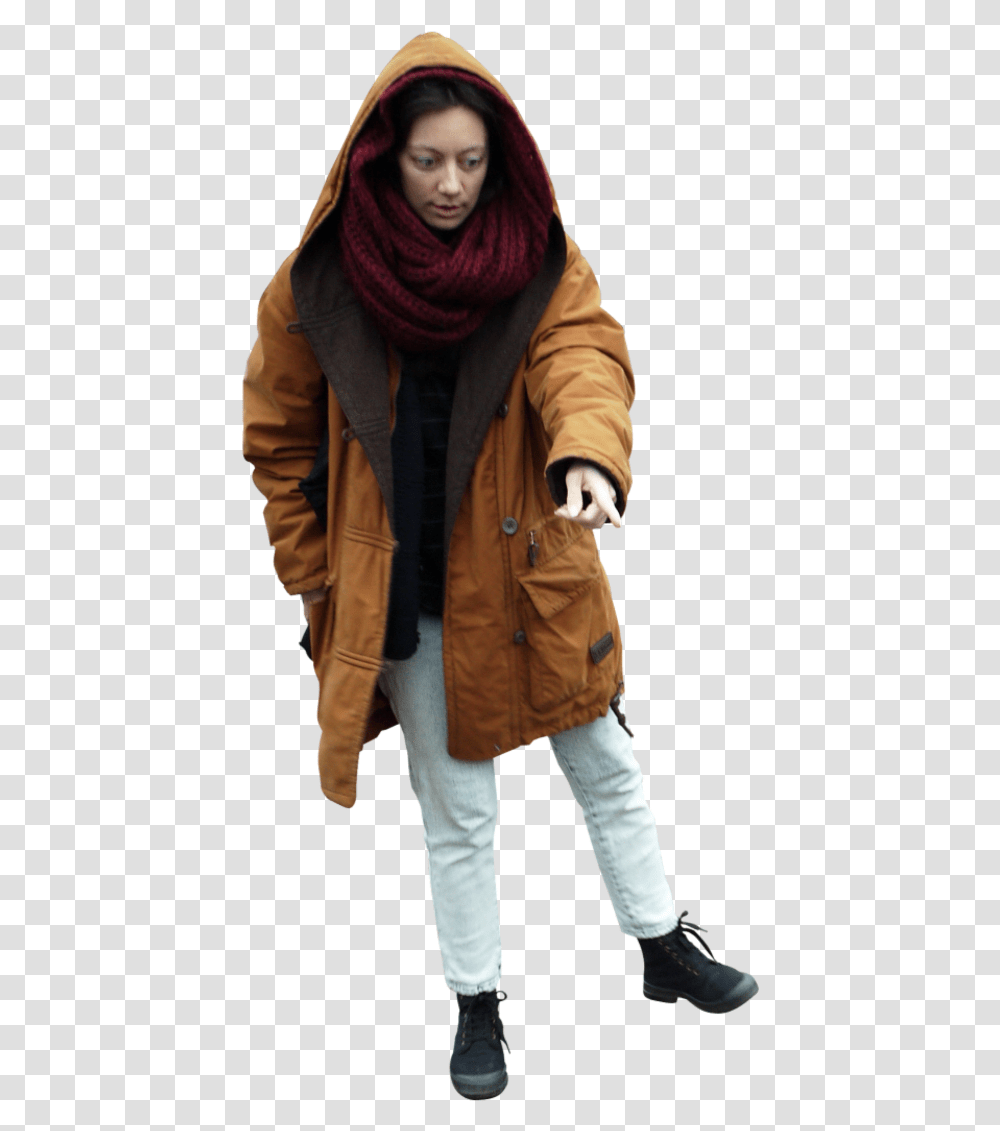 Woman Girl Pointing Freetoedit Girl, Coat, Jacket, Person Transparent Png