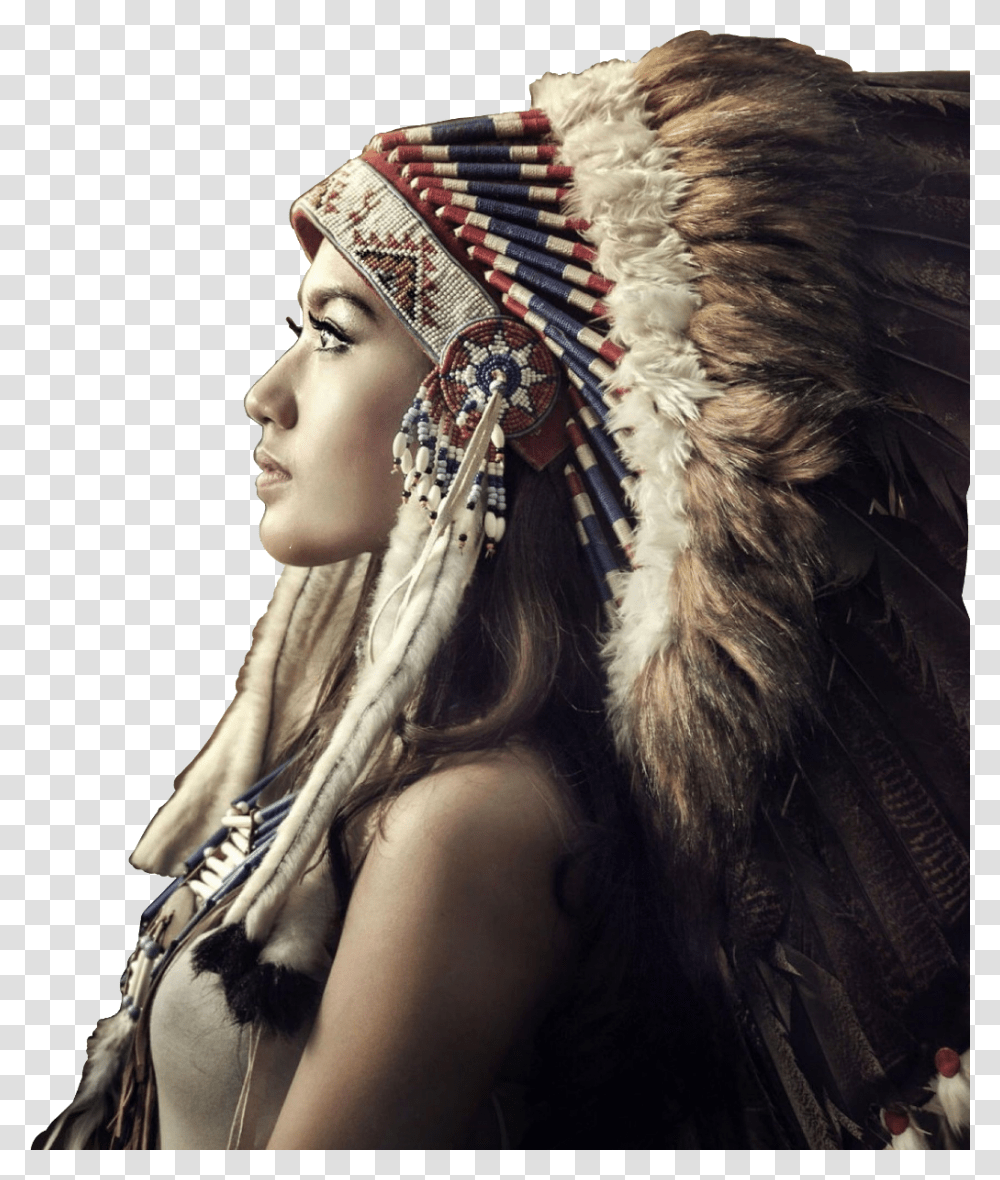 Woman Girl Profile Face Indian Native American Girl With Headdress, Costume, Person, Outdoors Transparent Png