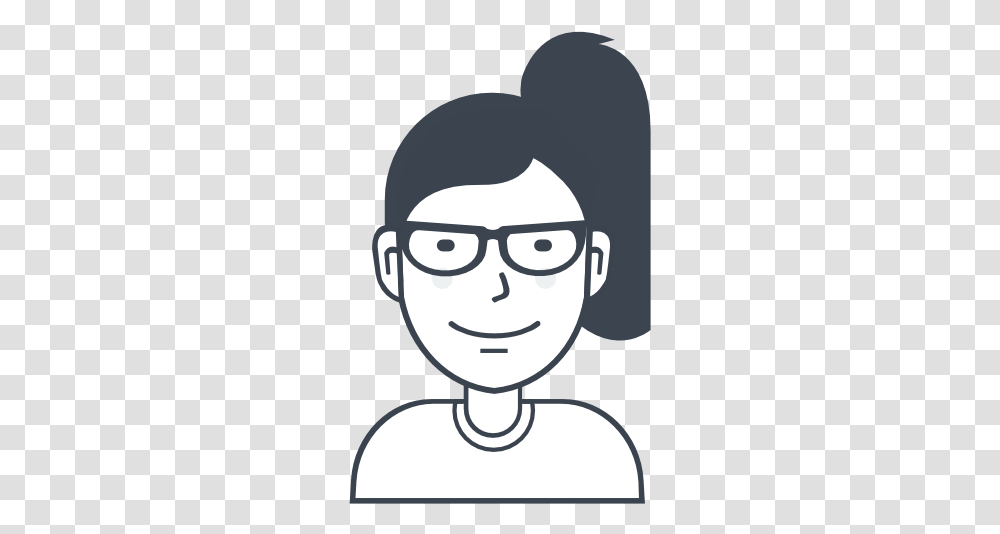 Woman Girl With Ponytail Person Glasses Free Icon Of User Person Man Male Icon, Head, Accessories, Face, Art Transparent Png