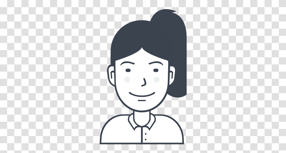 Woman Girl With Ponytail Person User Free Icon Of Female Avatar Line, Head, Face, Art, Stencil Transparent Png