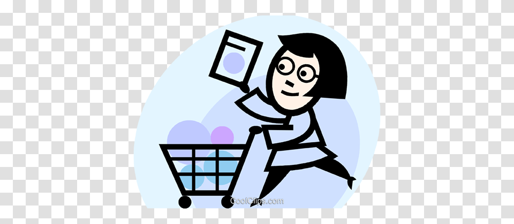 Woman Grocery Shopping Royalty Free Vector Clip Art Illustration, Basket Transparent Png