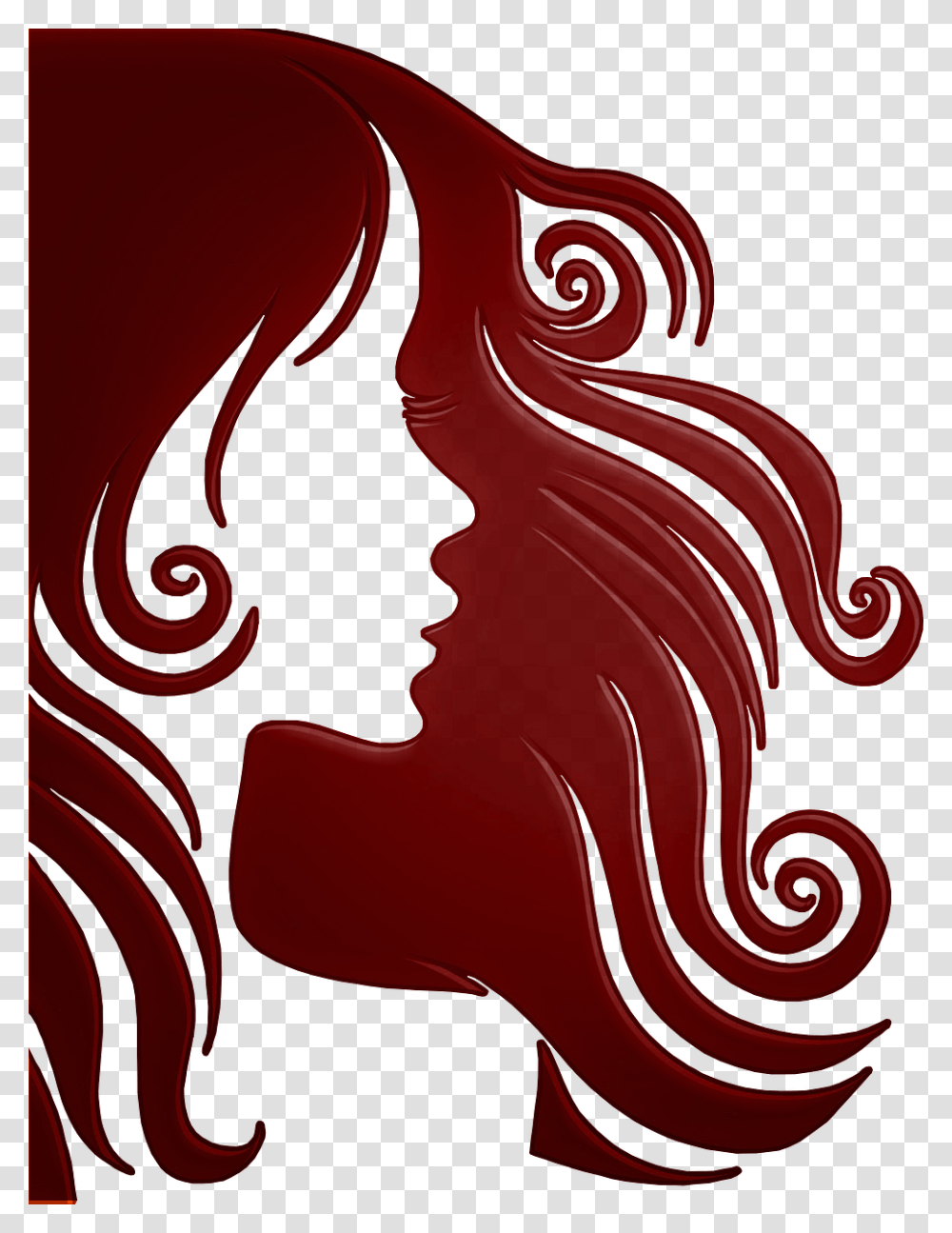 Woman Hair Face Silhouette Of Hair, Dragon, Modern Art, Graphics, Maroon Transparent Png