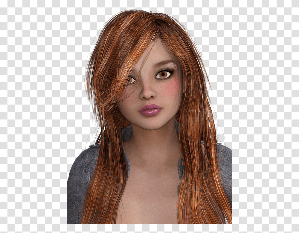 Woman Hair Red Hair Head Face Styling Eyes Mouth Girls Head, Person, Human, Doll, Toy Transparent Png