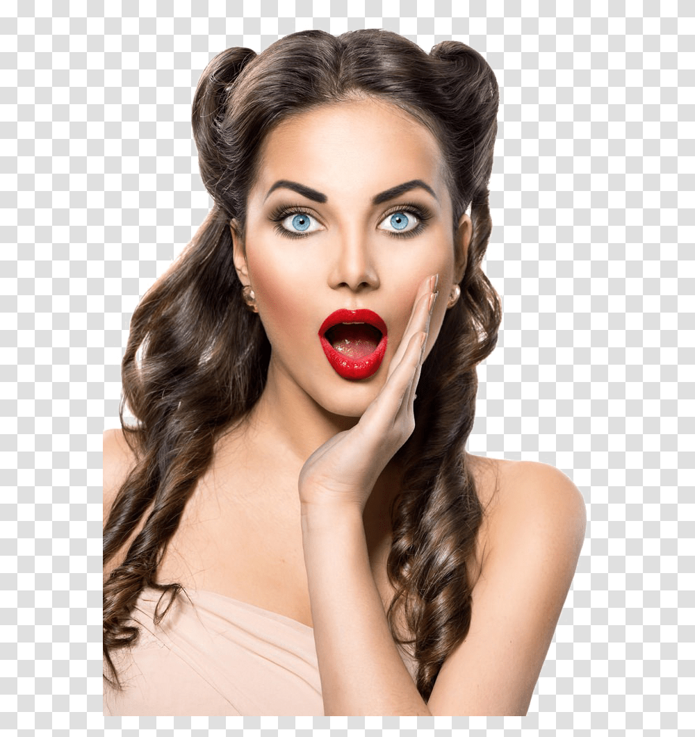 Woman Hair Style Picture Arts Surprised Hot Chick, Face, Person, Head, Lipstick Transparent Png
