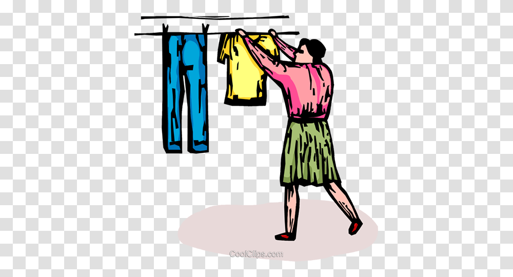 Woman Hanging Clothes On A Clothes Line Royalty Free Vector Clip, Person, Human, Outdoors, Shopping Transparent Png