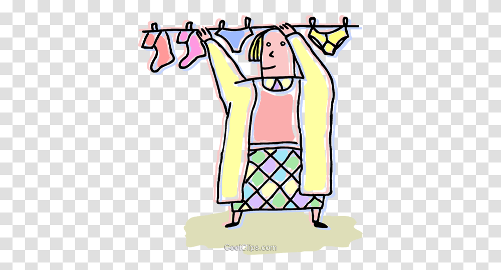 Woman Hanging Clothes On Line Royalty Free Vector Clip Art, Label, Advertisement Transparent Png