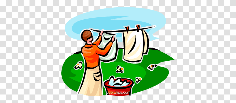 Woman Hanging Laundry Royalty Free Vector Clip Art Illustration, Outdoors, Nature, Apparel Transparent Png