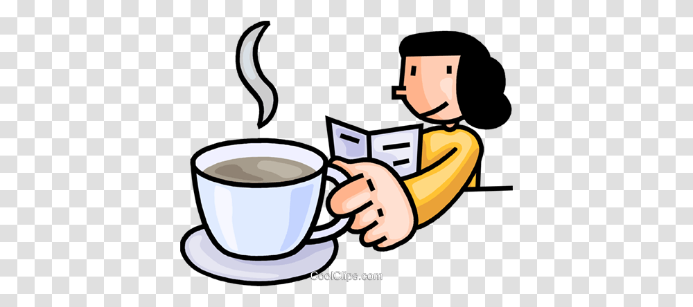 Woman Having Coffee Royalty Free Vector Clip Art Illustration, Coffee Cup, Beverage, Drink, Washing Transparent Png