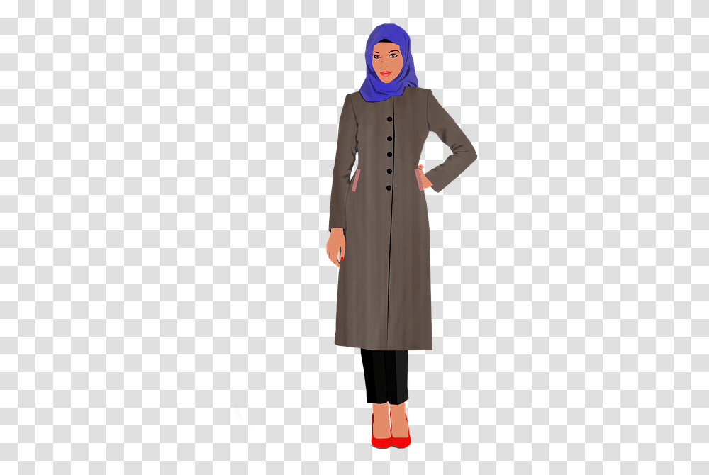 Woman Hijab Muslim Girl Fashion Muslim Woman, Apparel, Overcoat, Sleeve Transparent Png