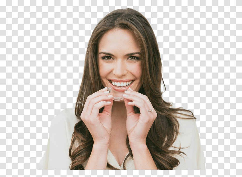 Woman Holding An Invisalign Tray Invisalign Woman, Face, Person, Female, Blonde Transparent Png