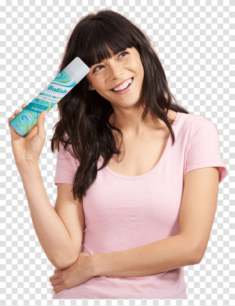 Woman Holding Batiste Dry Shampoo Girl Holding Shampoo, Person, Finger, Female Transparent Png