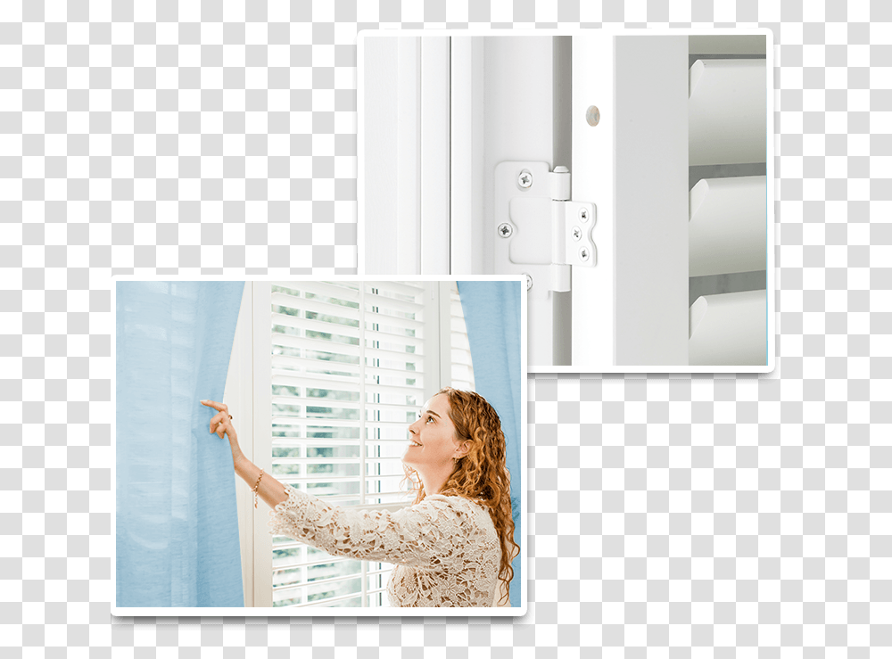 Woman Holding Curtain Window Coverings Pic With Female, Home Decor, Person, Interior Design, Indoors Transparent Png