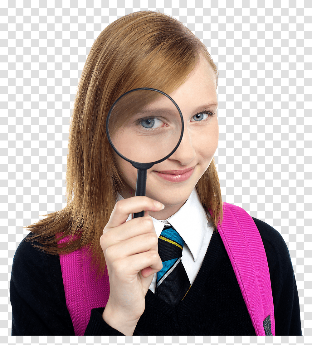 Woman Holding Magnifying Glass Transparent Png