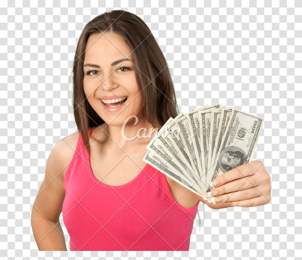 Woman Holding Money 100 Us Dollar, Person, Human, Female, Photography Transparent Png