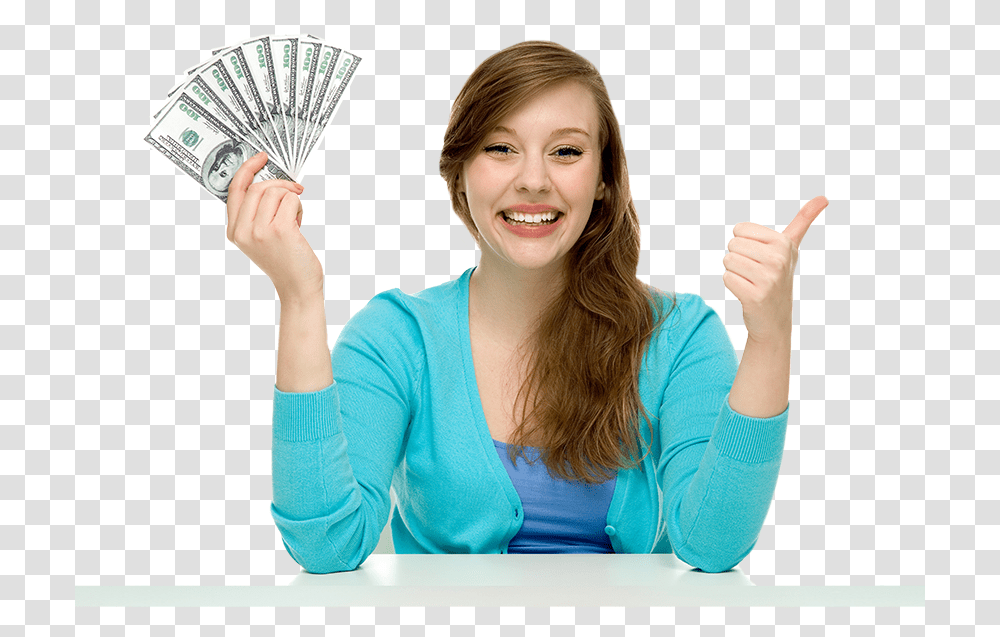 Woman Holding Money With Thumbs Up, Person, Human, Female, Finger Transparent Png
