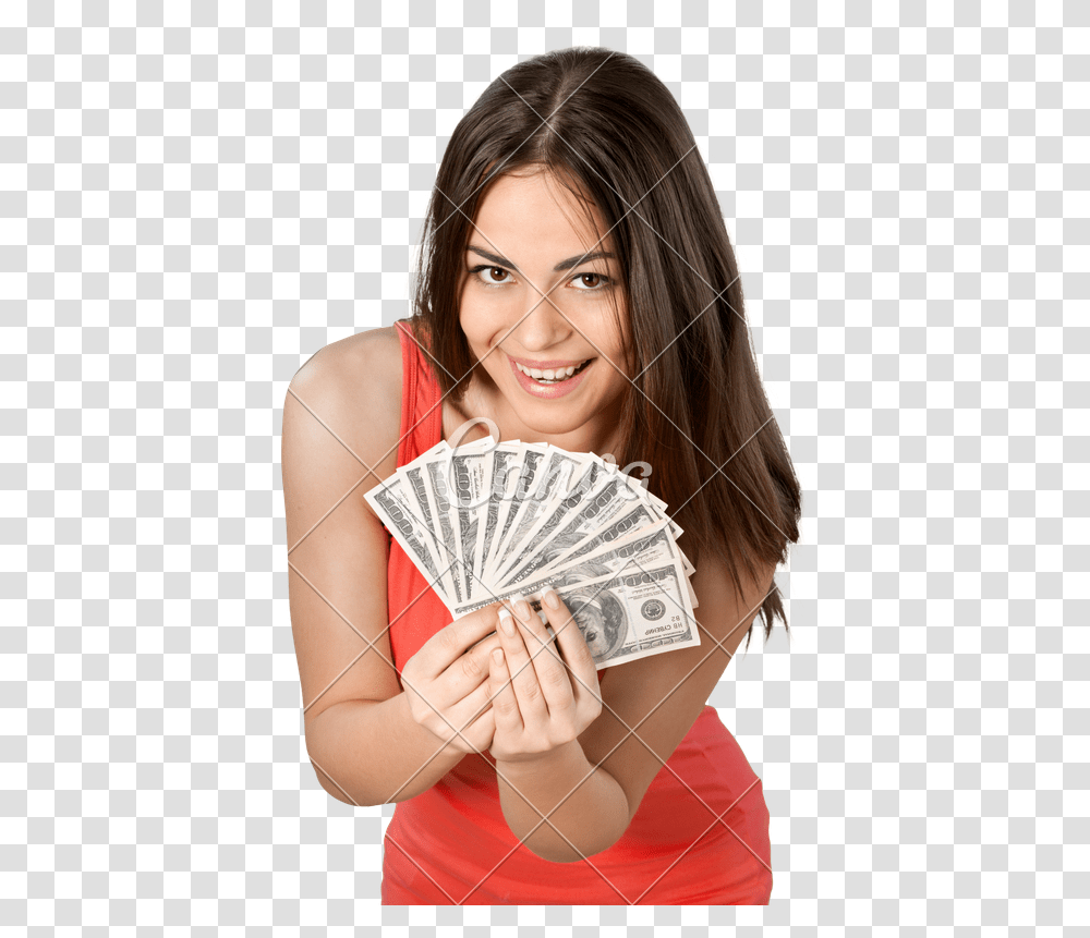 Woman Holding Money Woman With Money, Person, Human, Face, Female Transparent Png