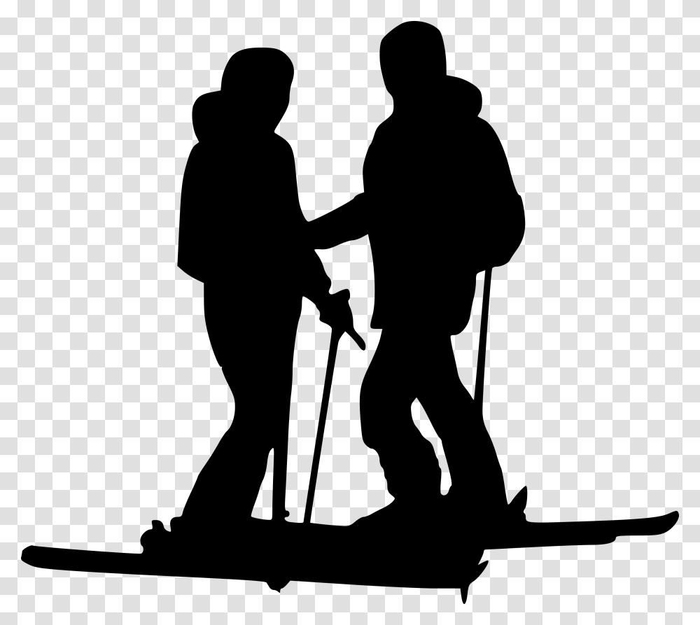 Woman Holding Skis Silhouette, Gray, World Of Warcraft Transparent Png