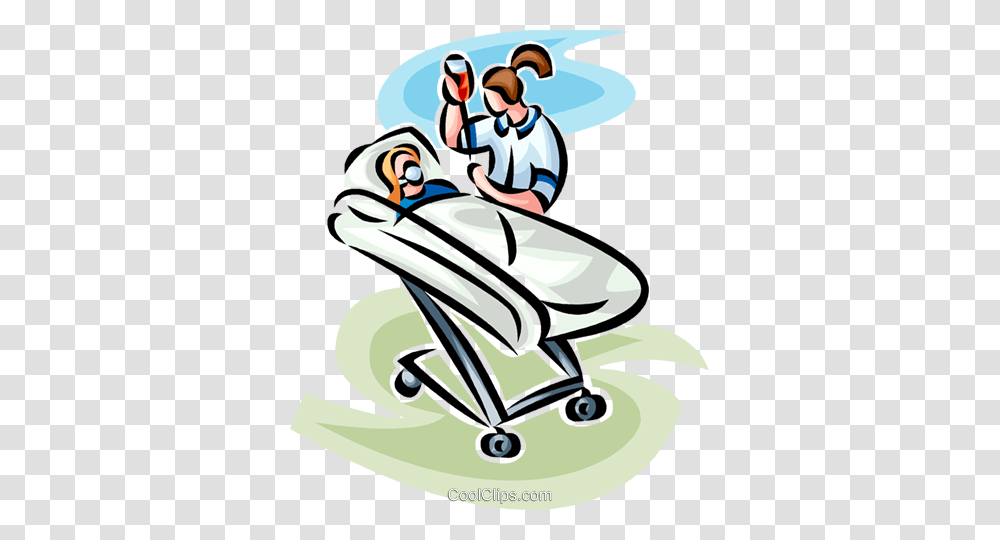 Woman In A Hospital Bed Royalty Free Vector Clip Art Illustration, Sled, Bobsled, Furniture Transparent Png