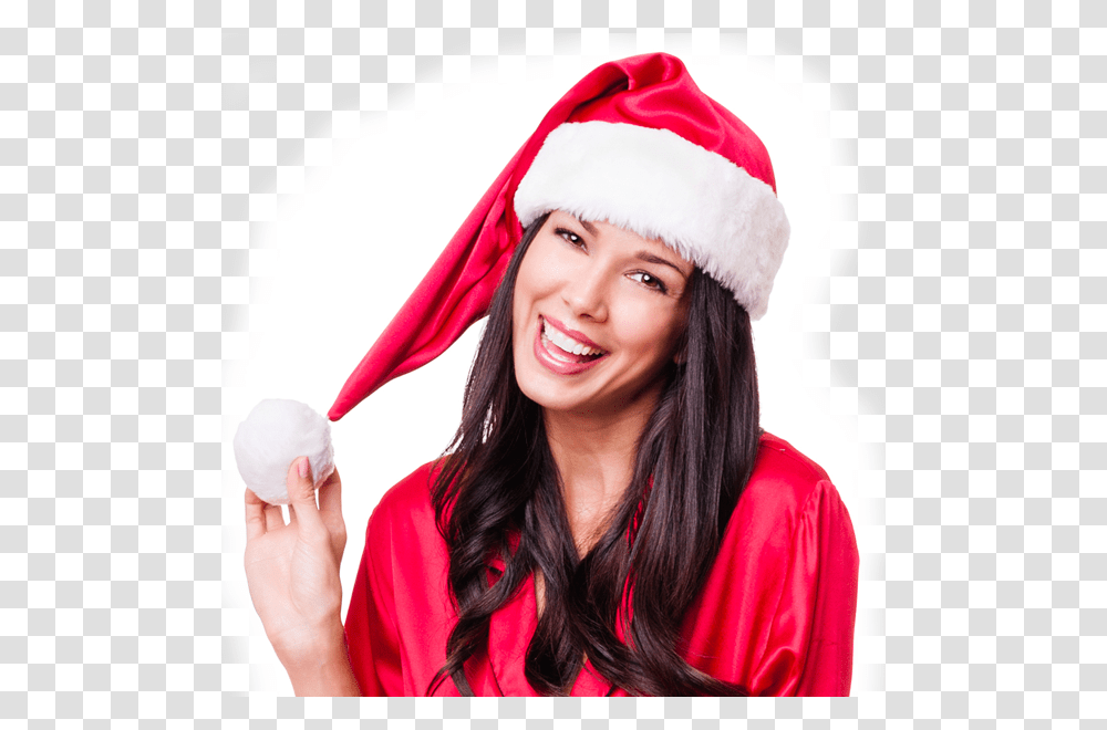 Woman In Christmas Hat, Face, Person, Costume, Female Transparent Png