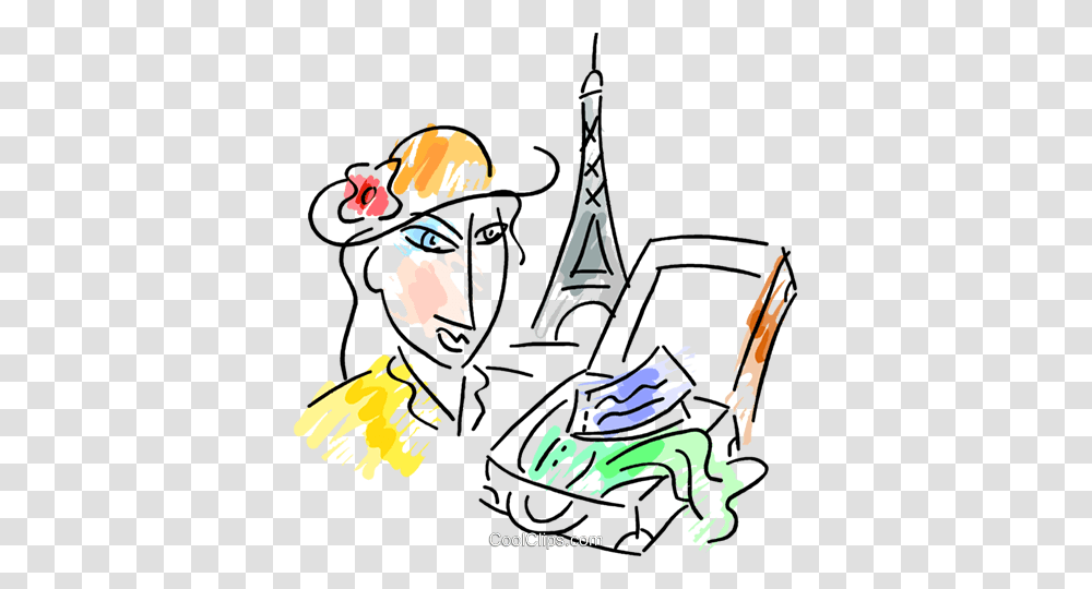 Woman In Paris, Drawing, Crowd, Doodle Transparent Png