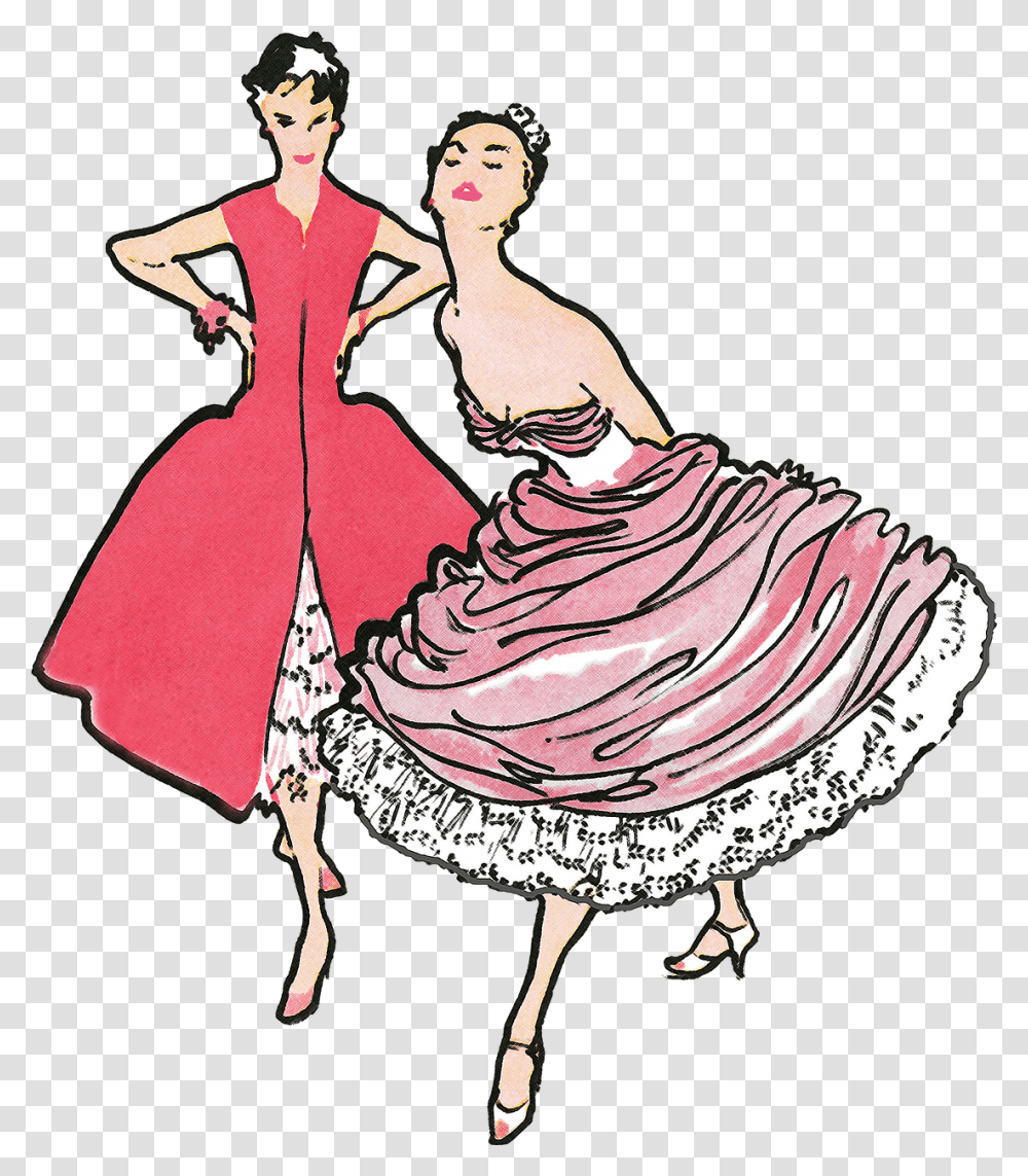 Woman In Pink Vintage Dresses Pink Vintage, Dance Pose, Leisure Activities, Performer, Person Transparent Png
