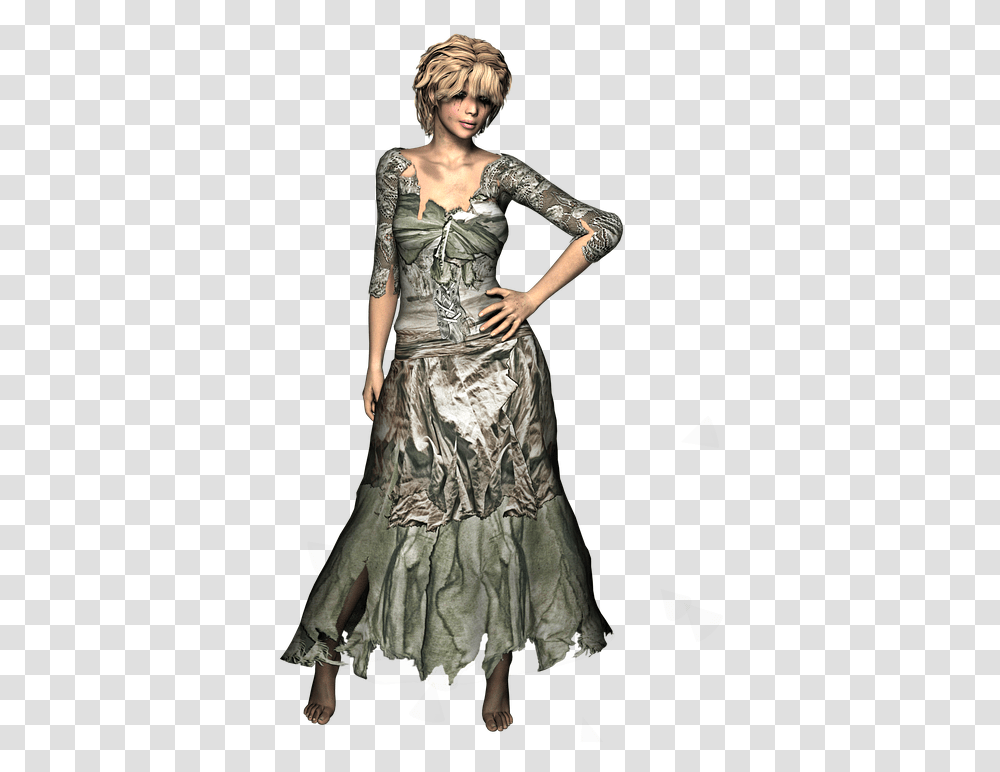 Woman In Rags, Apparel, Evening Dress, Robe Transparent Png