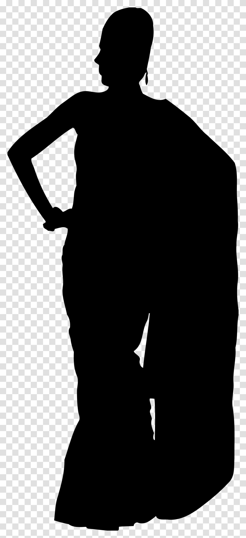 Woman In Saree Silhouette 2 Clip Arts Women In Saree Silhouette, Gray, World Of Warcraft Transparent Png